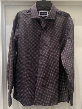 Charles Tyrwhitt London Men's 100% Cotton Extra Large Gray Print Dress Shirt